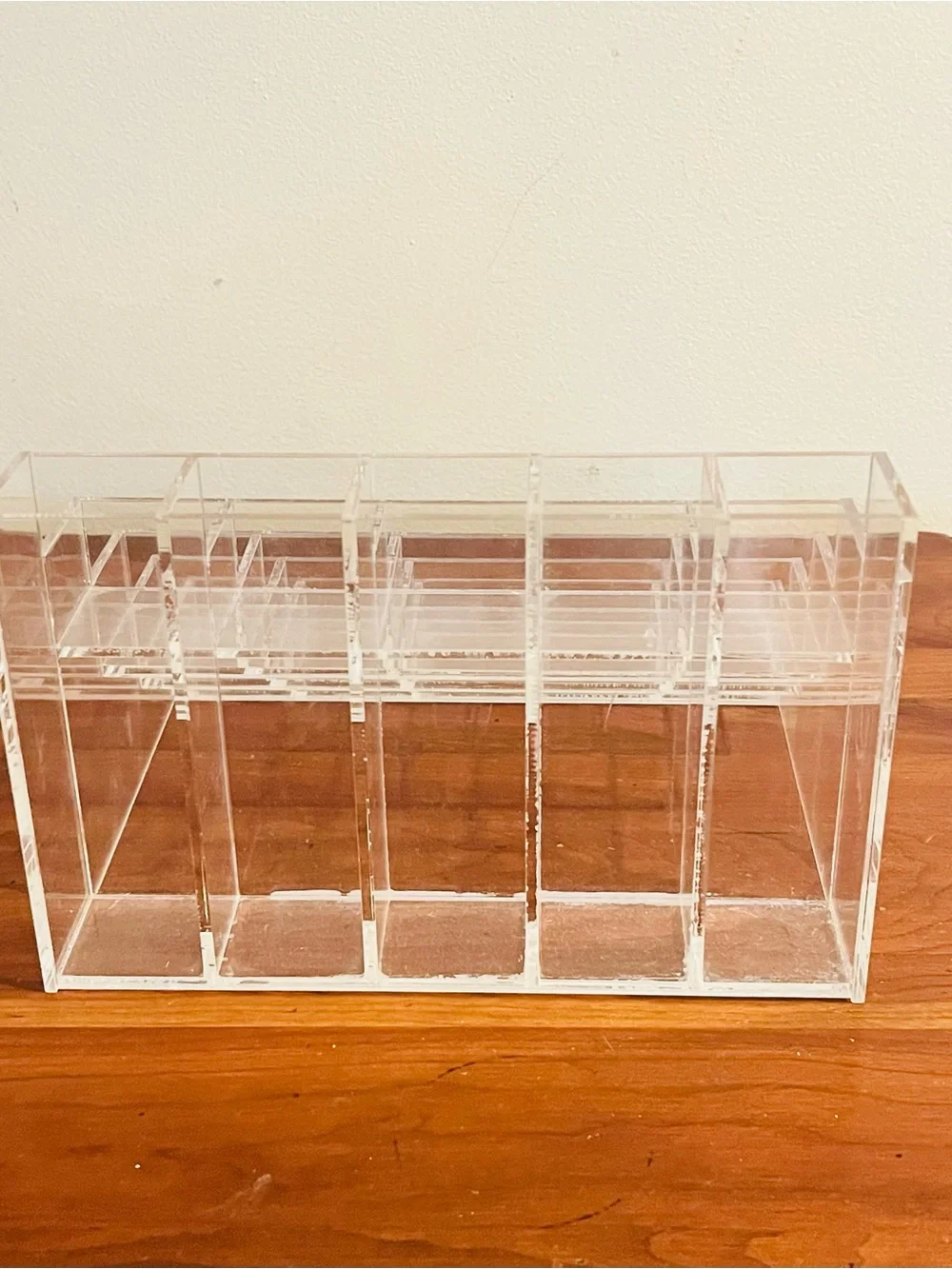 Clear acrylic cascading multi-level, tiered organizer storage- 25 slot